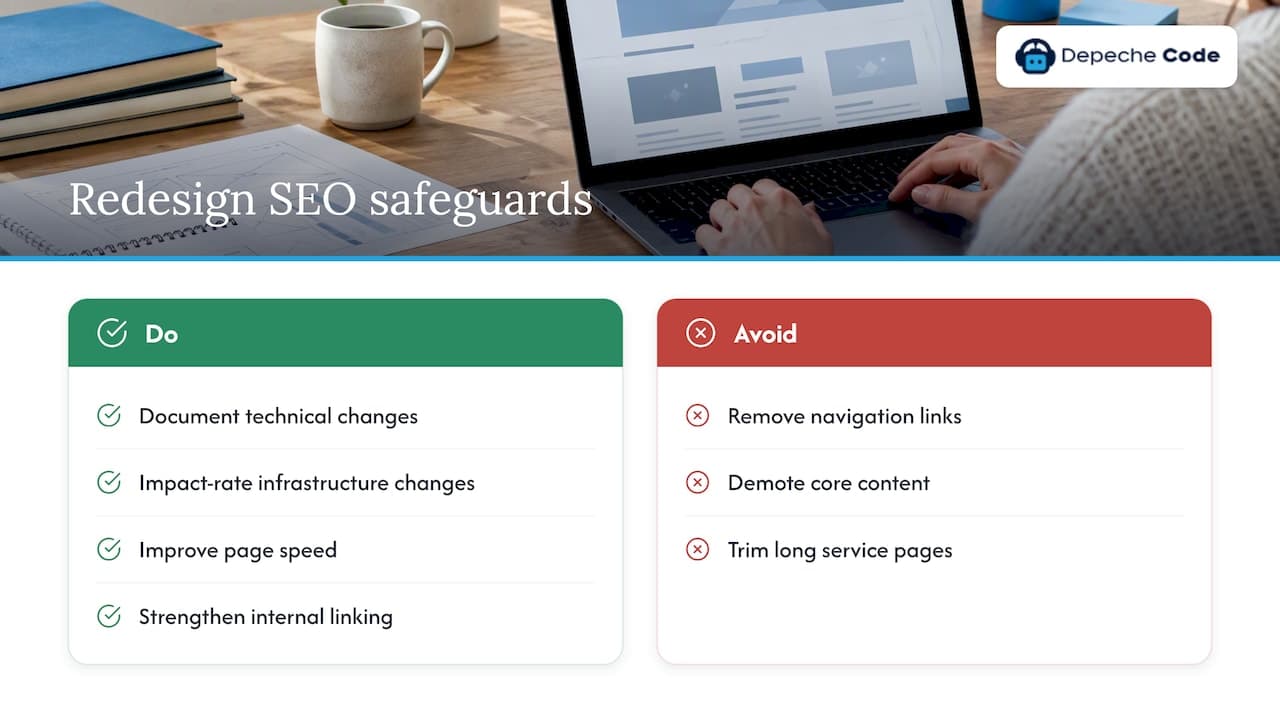 Why a redesign puts rankings at risk — overview diagram
