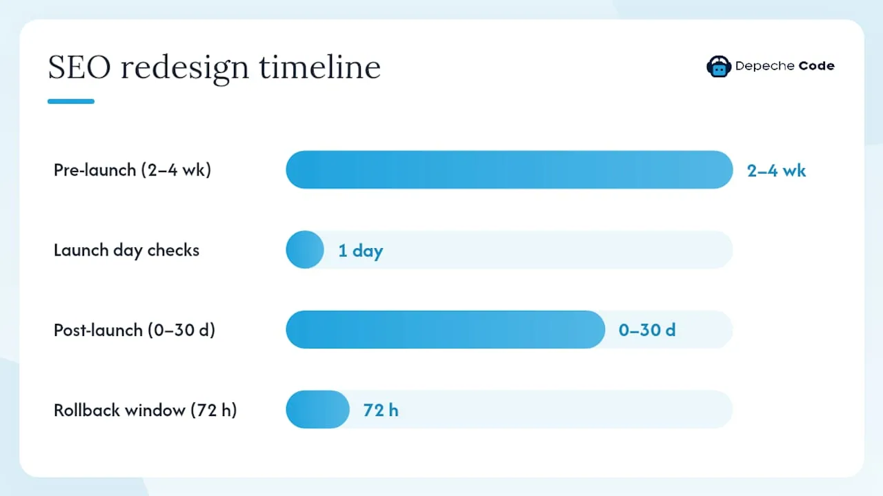 Responsive Website SEO: 2026 Guide for Better Rankings 2 Practical responsive redesign SEO checklist (pre-launch â launch â post-launch) â overview diagram