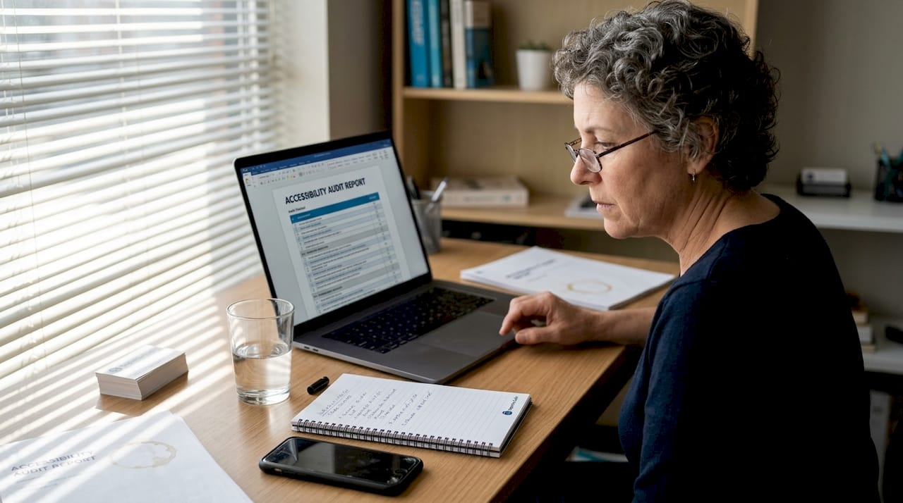 business owner reviewing web accessibility audit