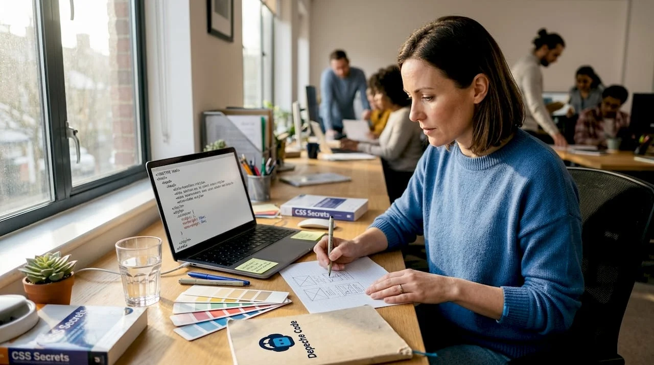 web designer planning business website interface