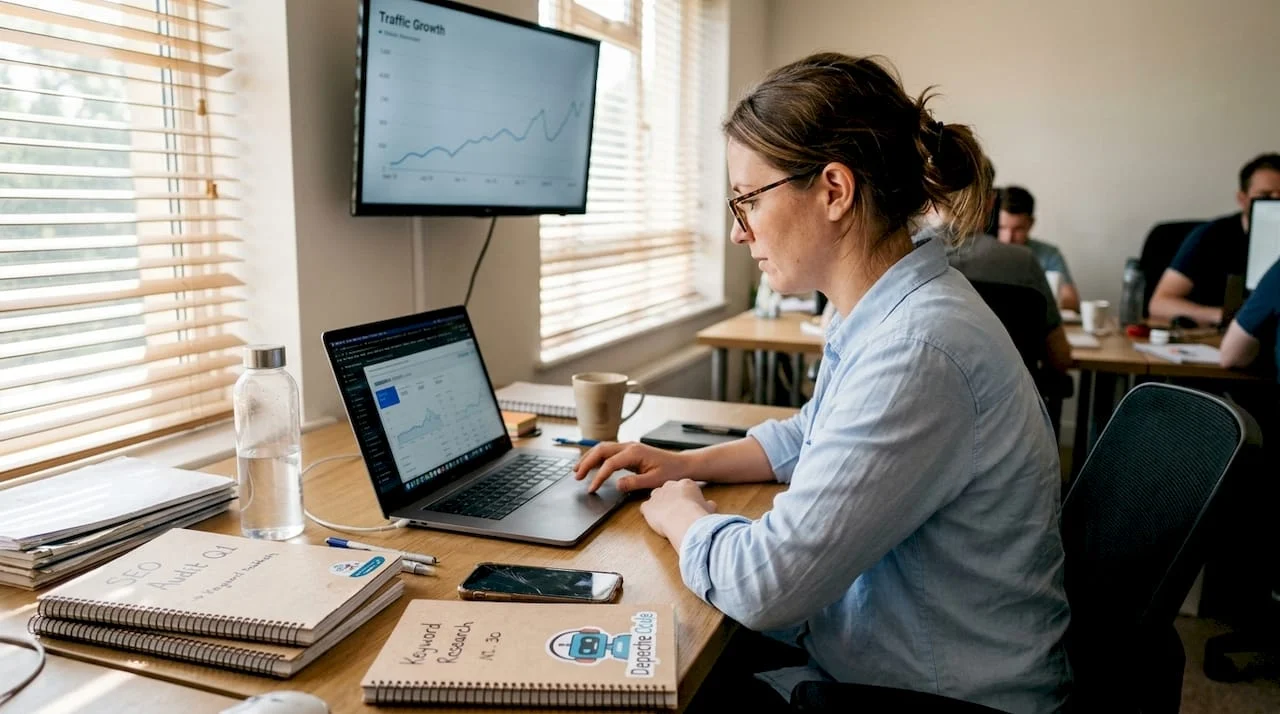 marketer reviewing website optimization stats