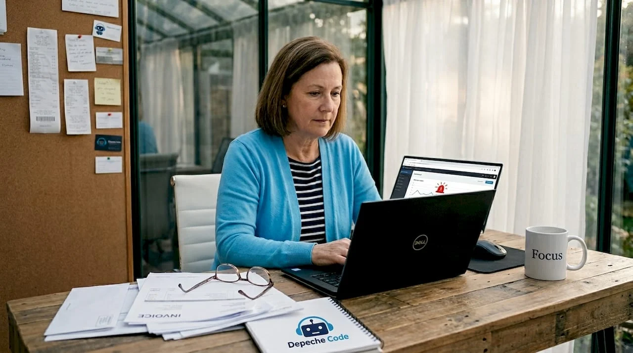 business owner checks website security dashboard