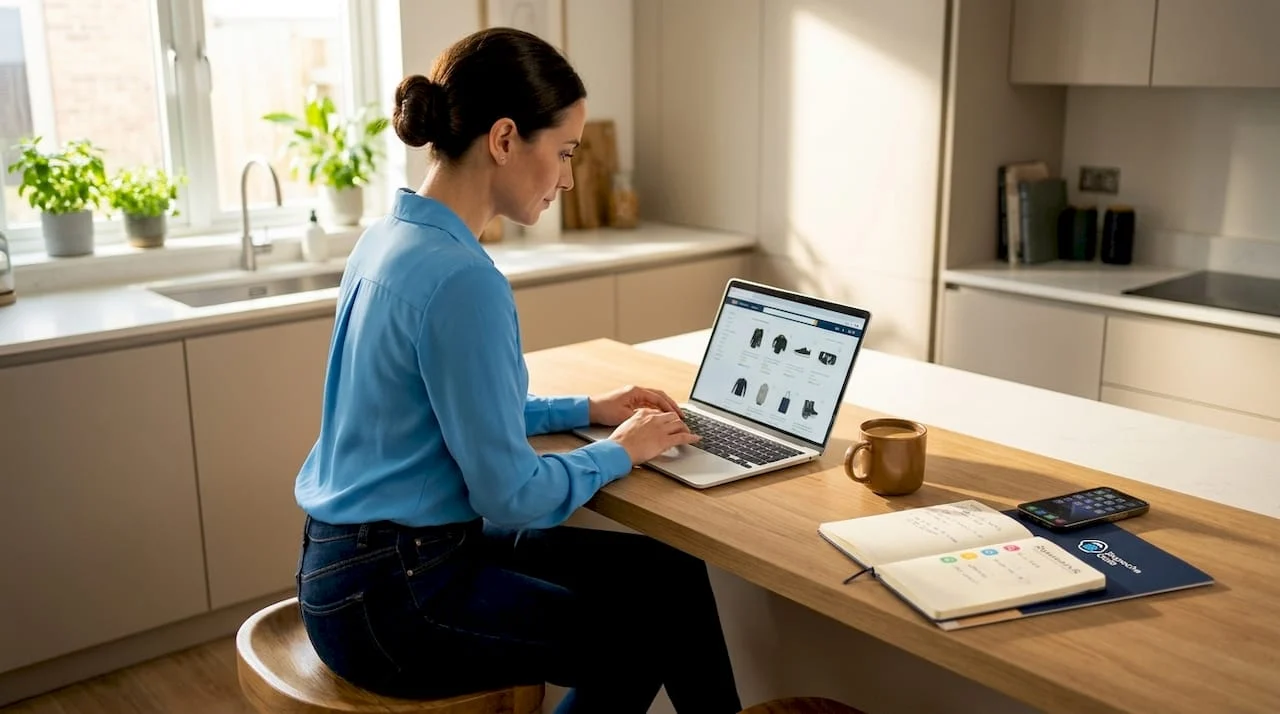 entrepreneur starting ecommerce store at home workspace