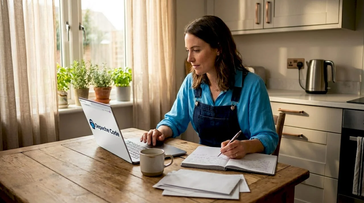 entrepreneur reviewing website homepage clarity