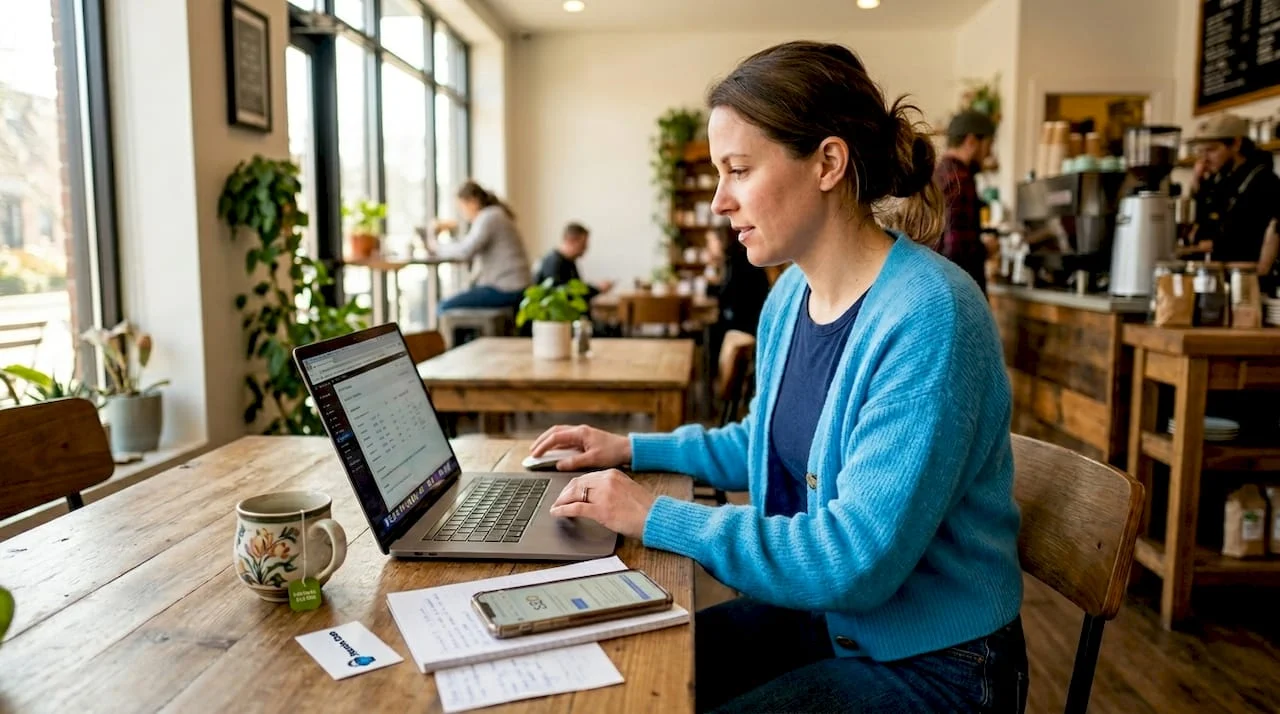 small business owner working on seo laptop
