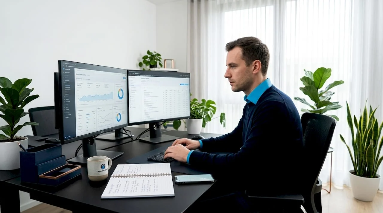 seo specialist analyzing data on computer