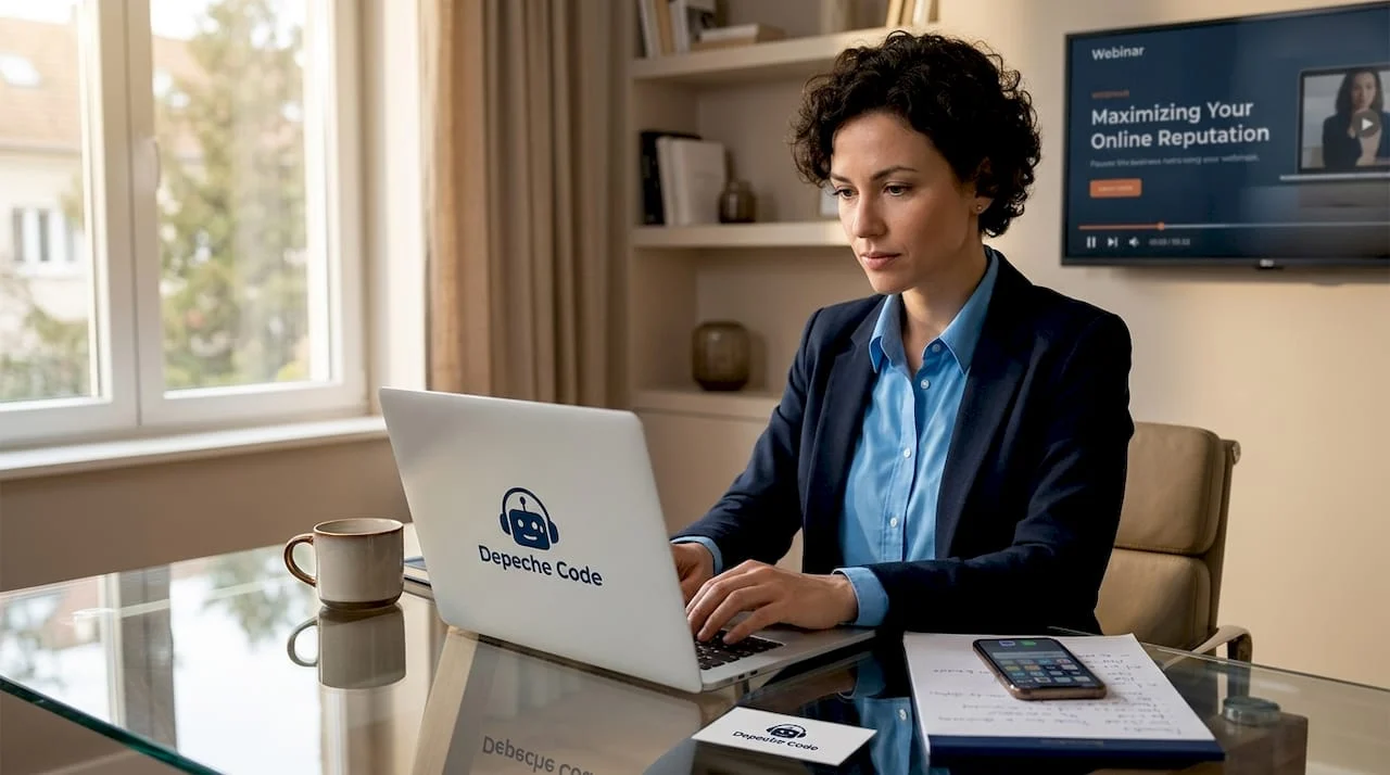 entrepreneur typing on laptop in home office