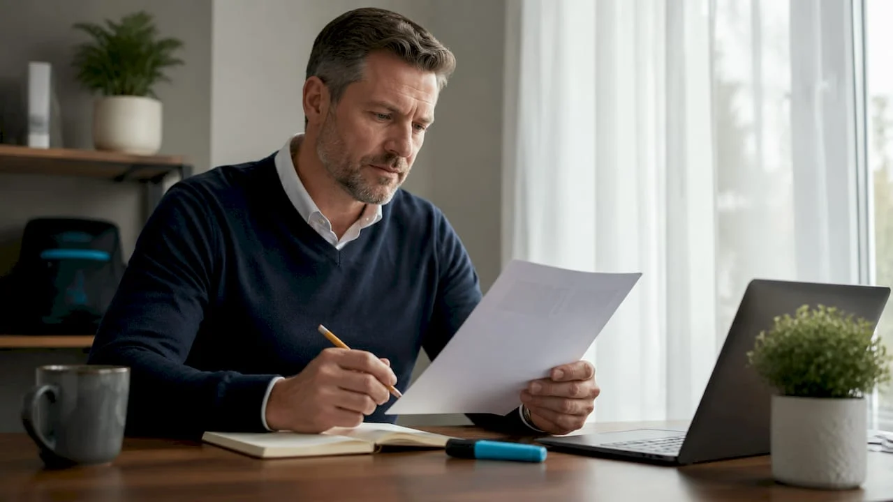 business owner reviewing website cost documents