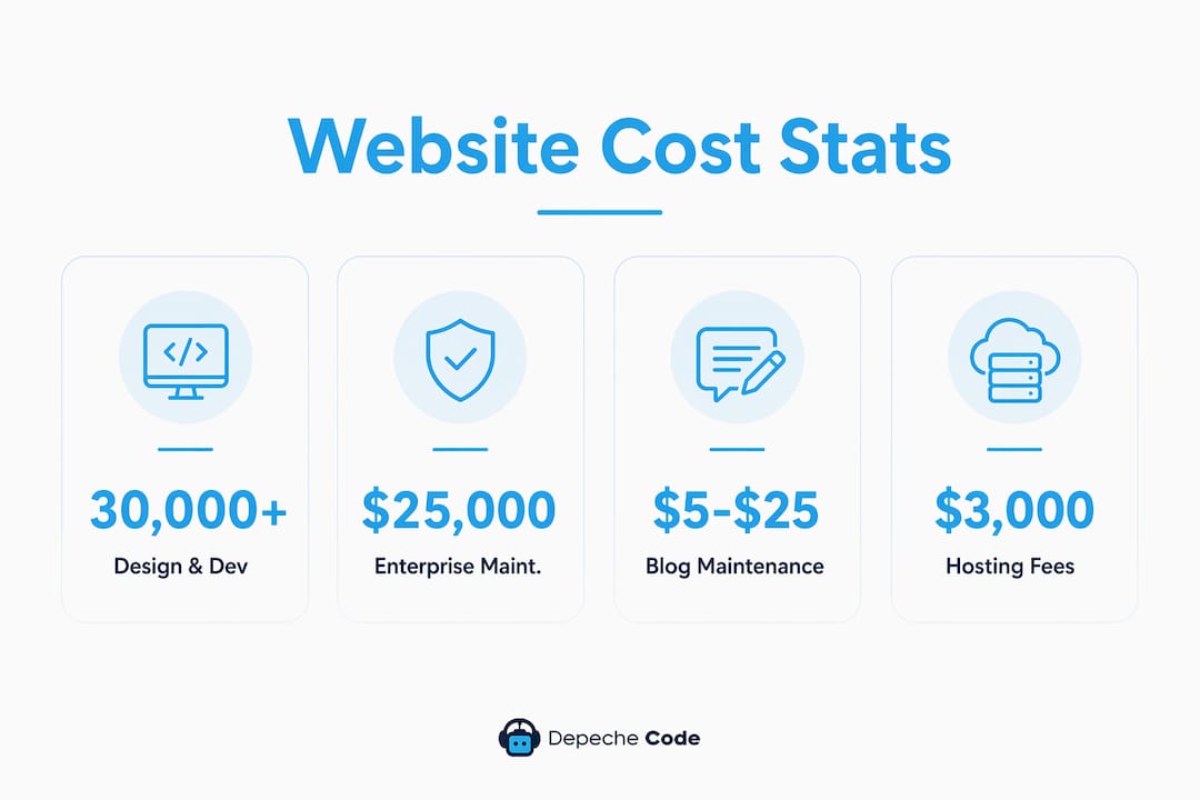 Infographic illustrating website cost components and ranges
