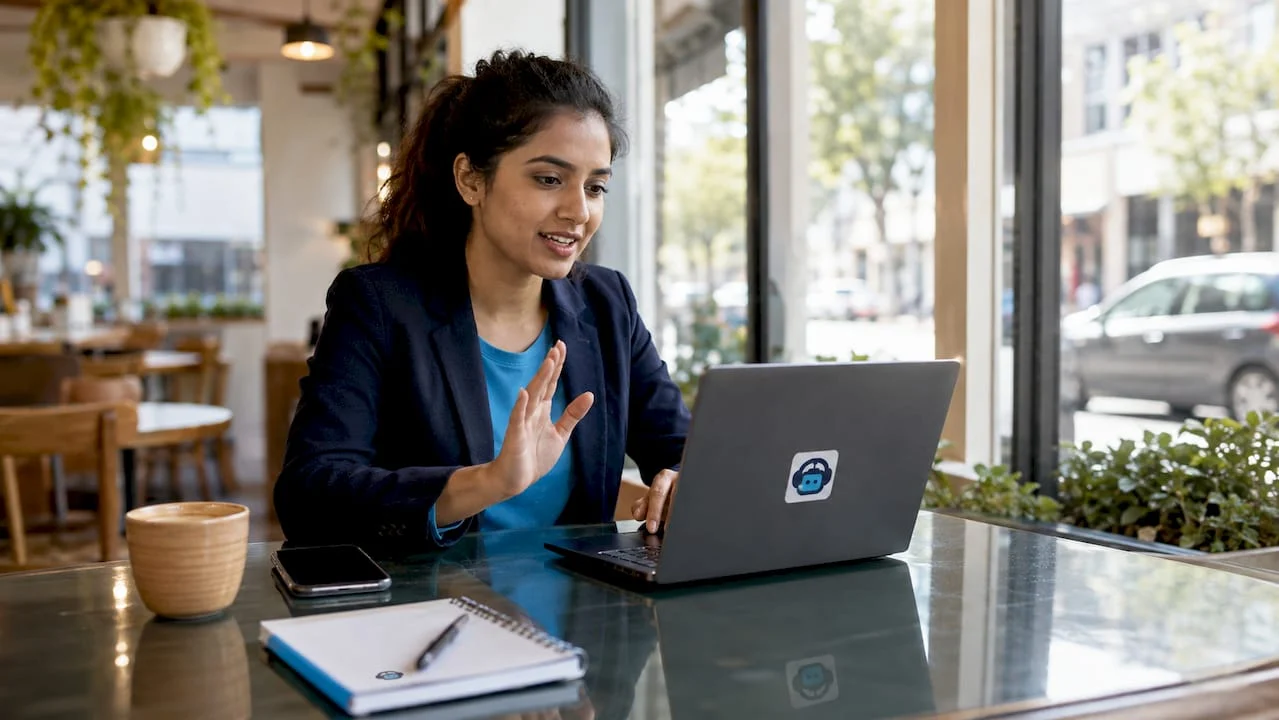 entrepreneur working on business website call