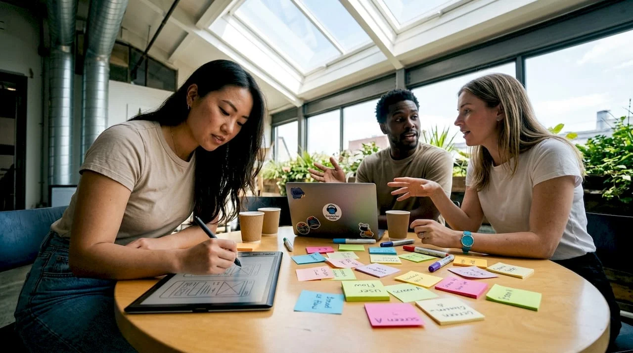 design team brainstorming homepage ideas