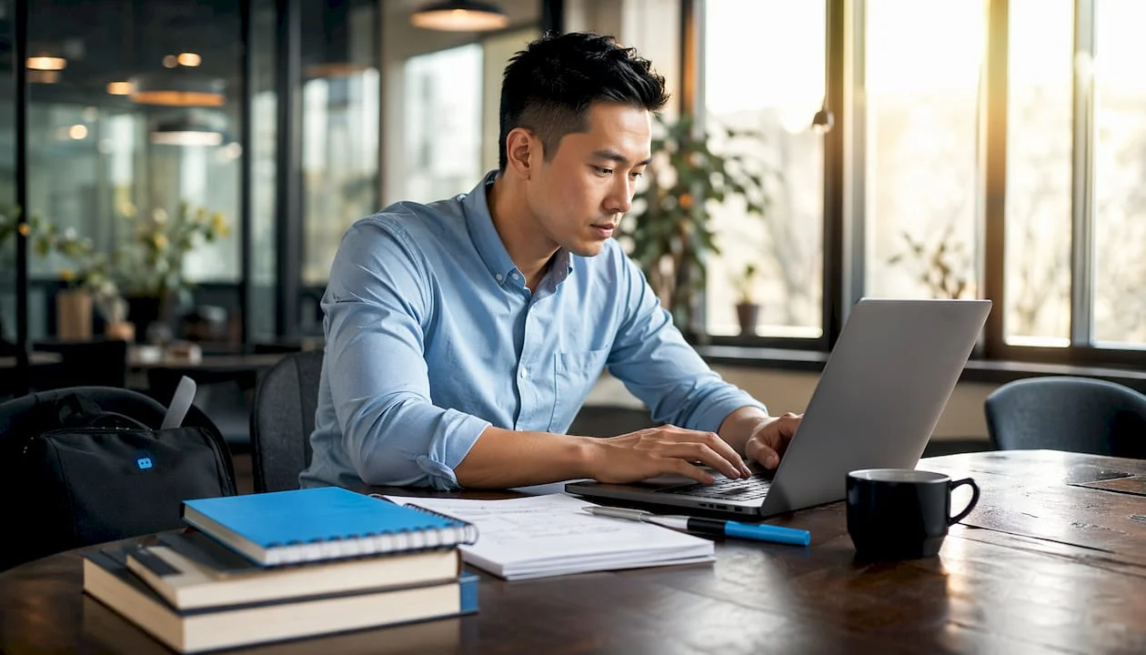 developer typing code in home office