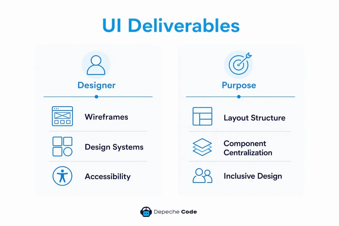 infographic showing ui design deliverables and purposes