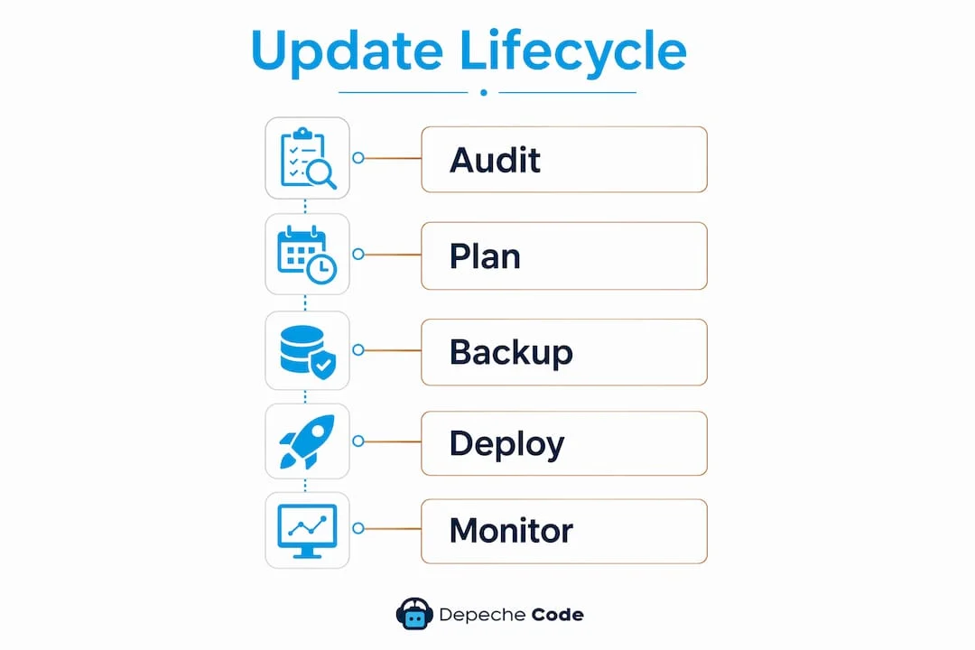 infographic showing website update lifecycle steps