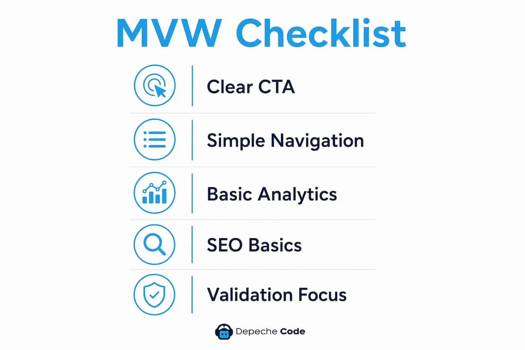 infographic outlining minimum viable website checklist