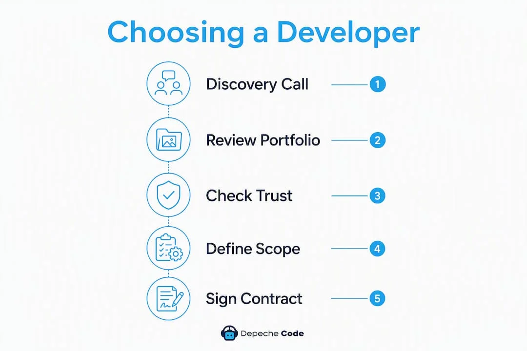 infographic showing steps to choose local web developer