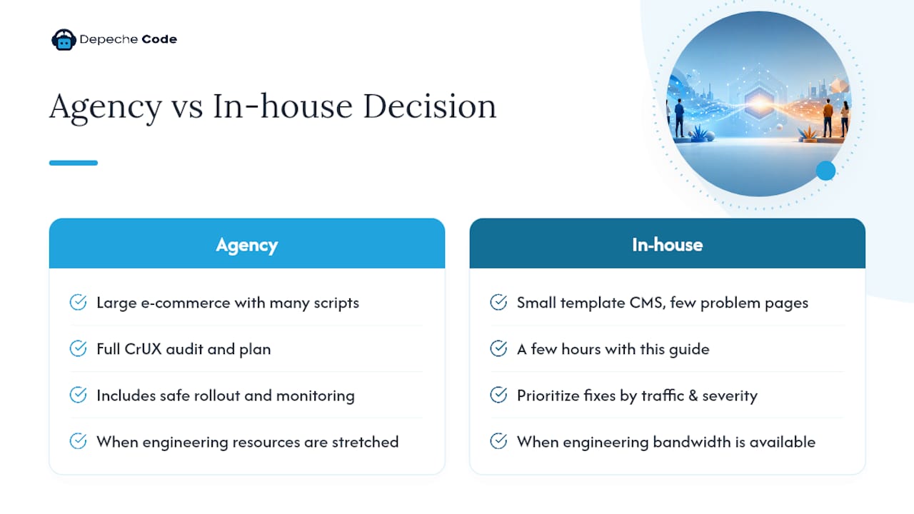 Should You Hire an Agency or Fix Core Web Vitals In-House? — overview diagram