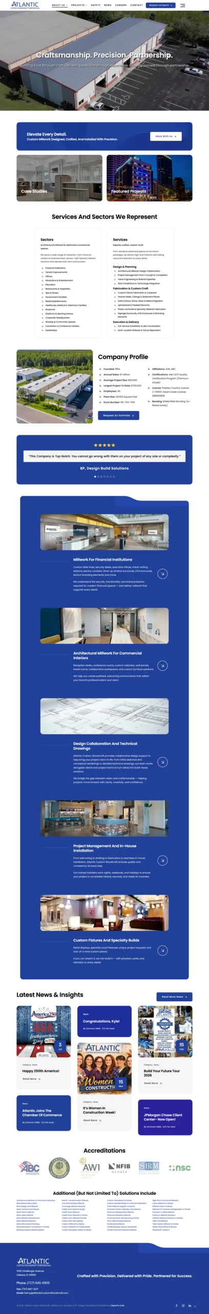 Atlantic Custom Woodcraft website — full page screenshot