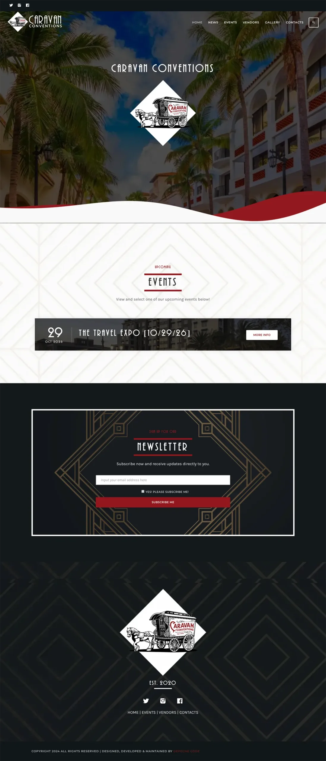 Caravan Conventions website — full page screenshot