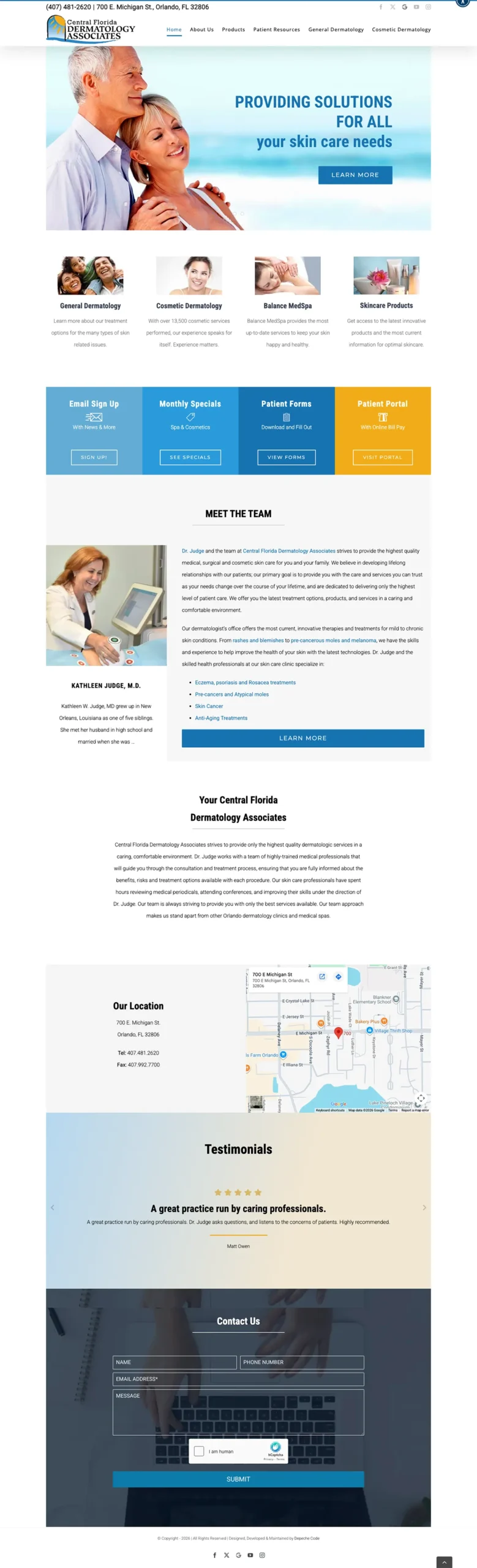 Central Florida Dermatology website — full page screenshot