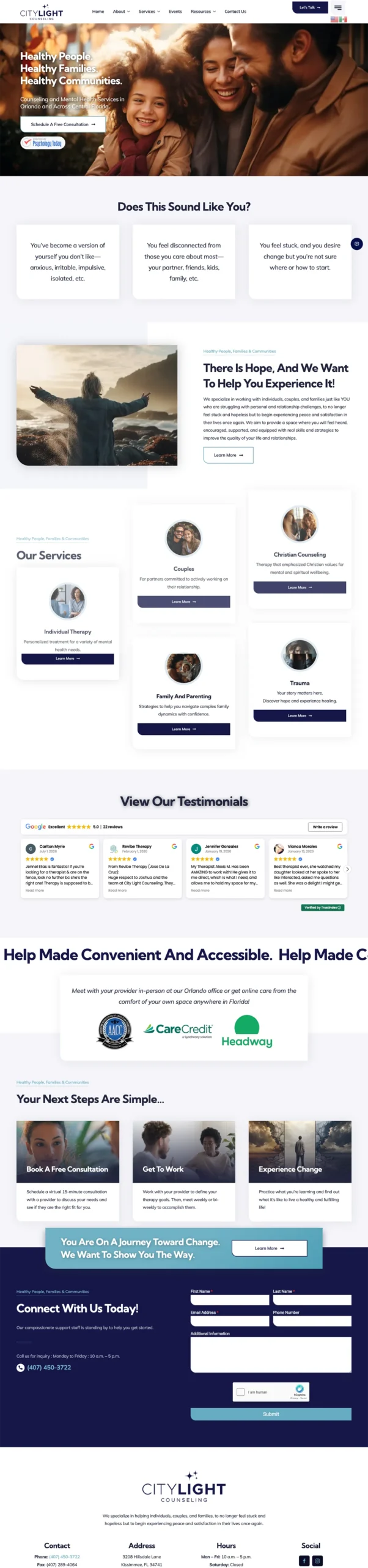 City Light Counseling website — full page screenshot