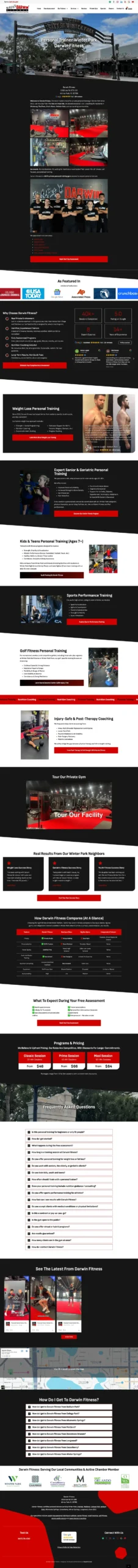Darwin Fitness website — full page screenshot