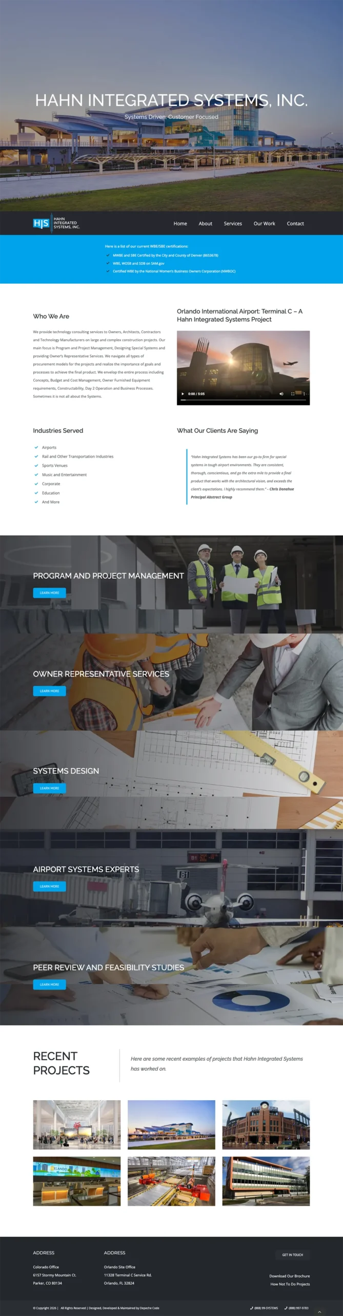 Hahn Integrated Systems website — full page screenshot
