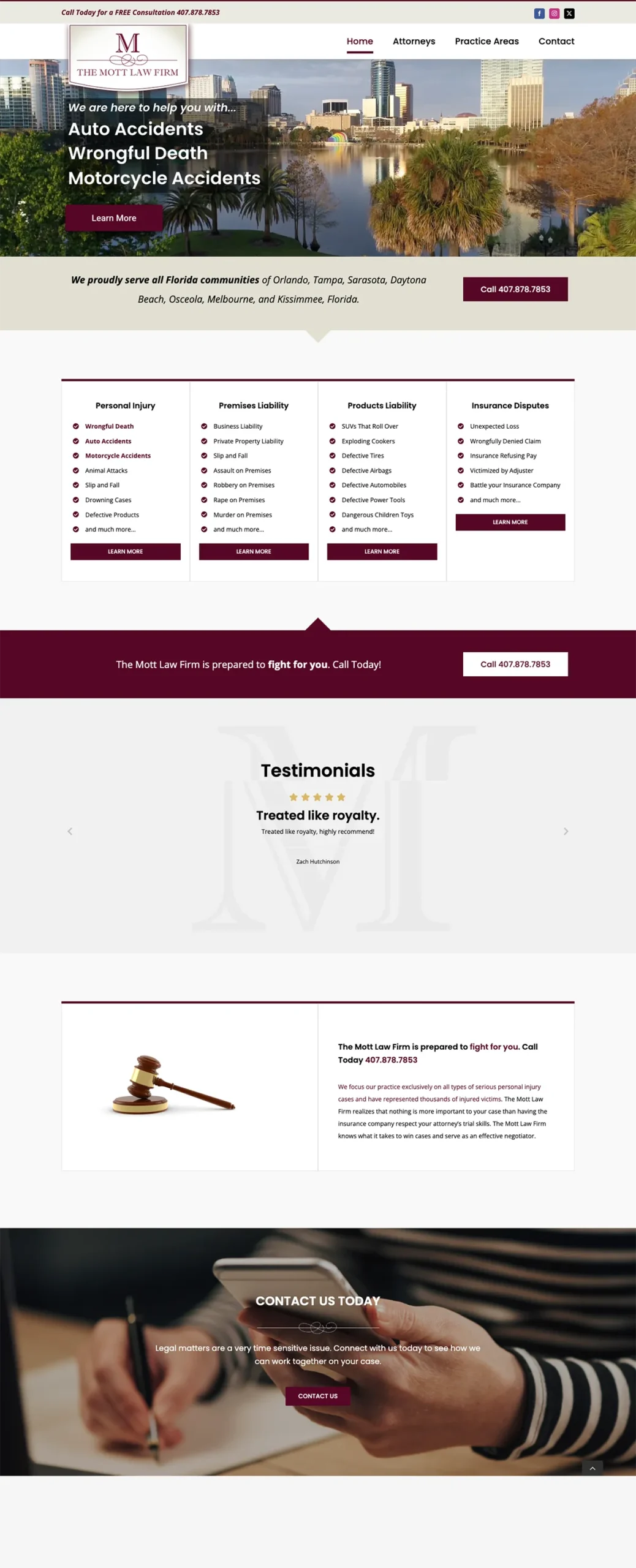 The Mott Law Firm website — full page screenshot
