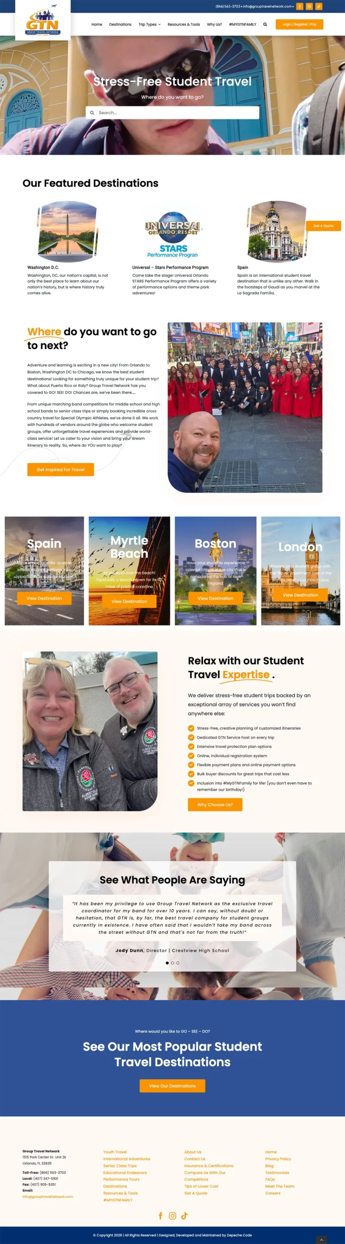 Group Travel Network website — full page screenshot