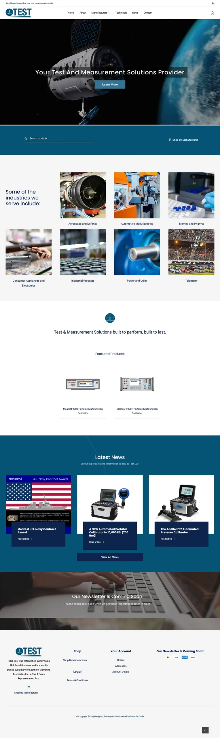 Test LLC website — full page screenshot