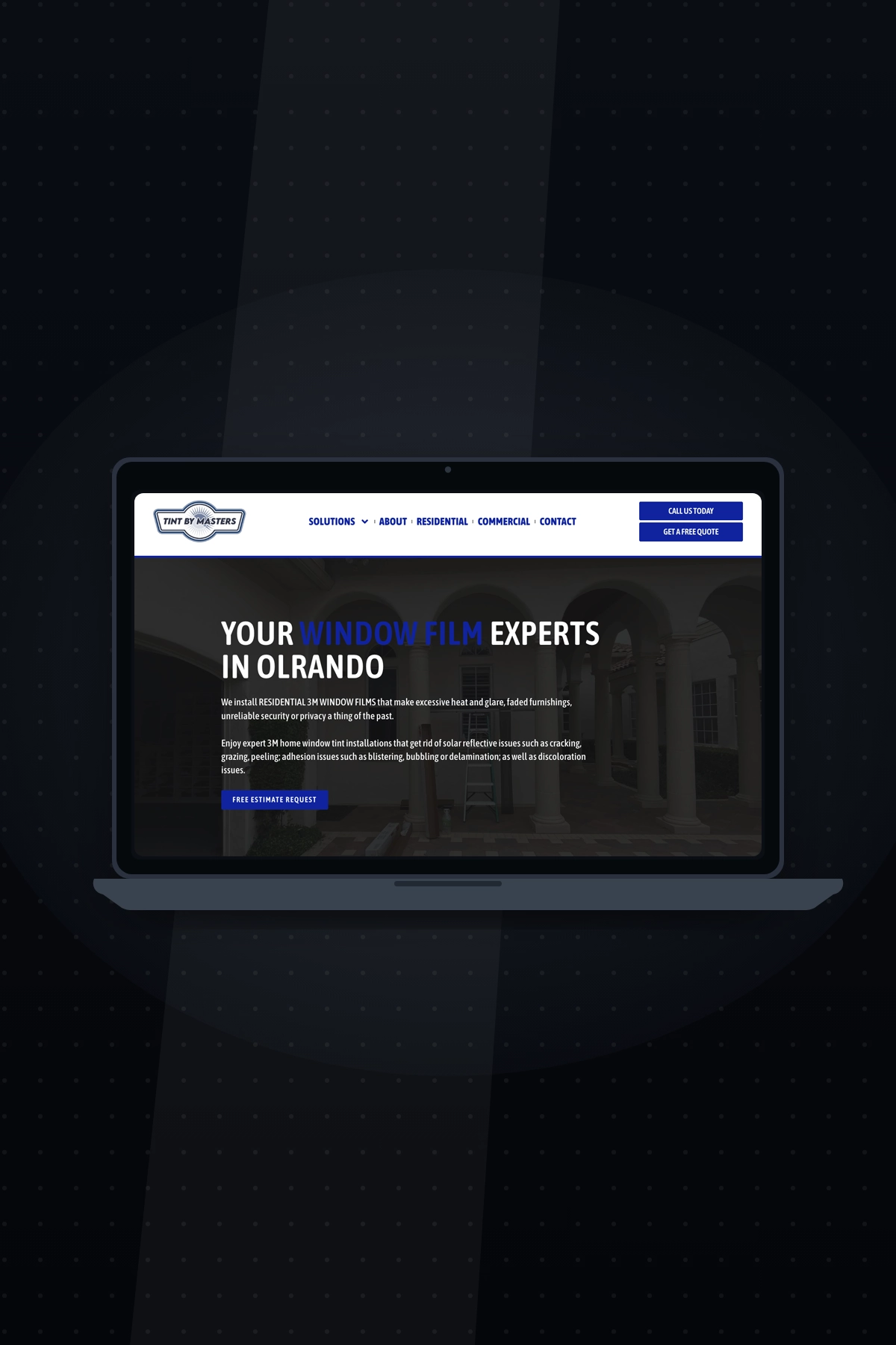 Tint By Masters website shown on a device