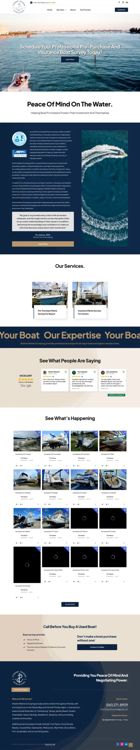 Xtreme Marine Surveying website — full page screenshot
