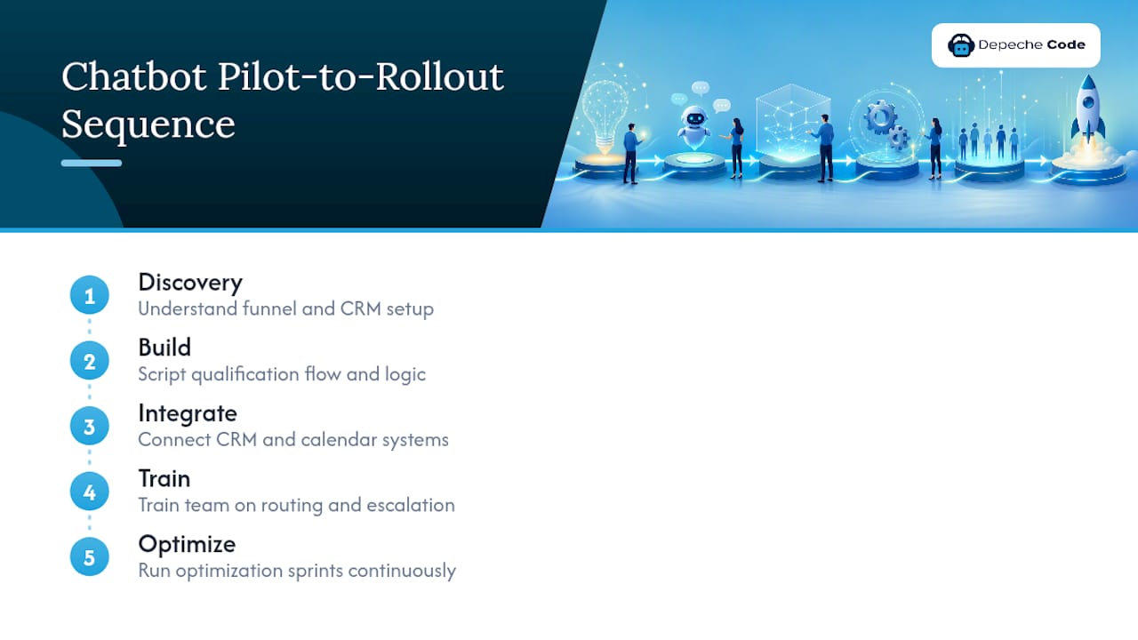 How Depechecode Approaches Chatbot Pilots and Rollouts — overview diagram