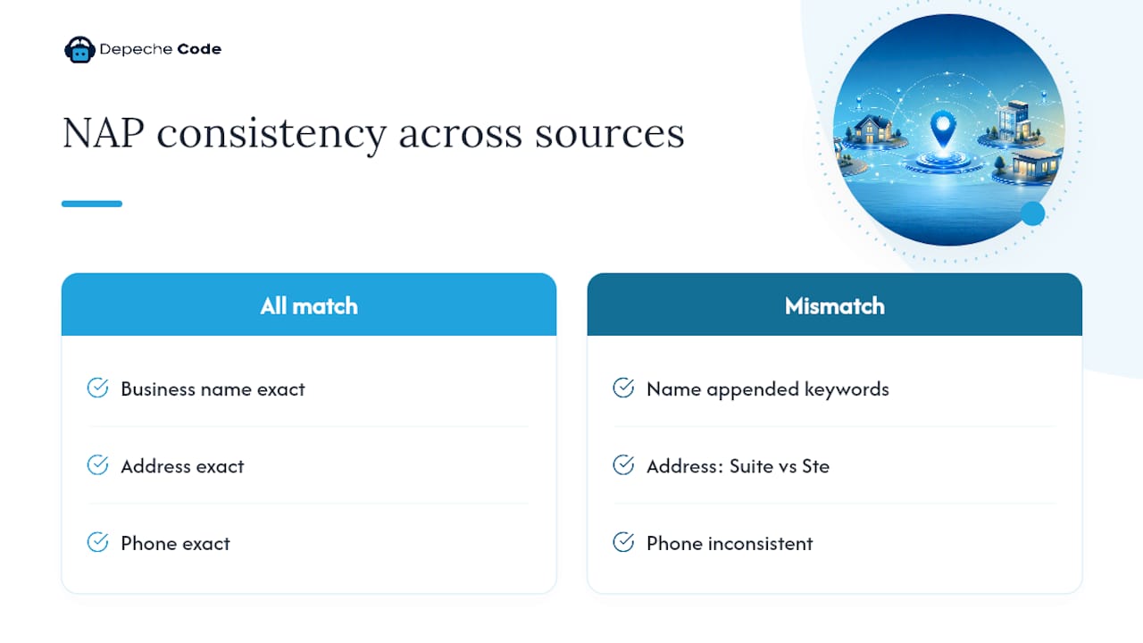 NAP fields matching across business listings