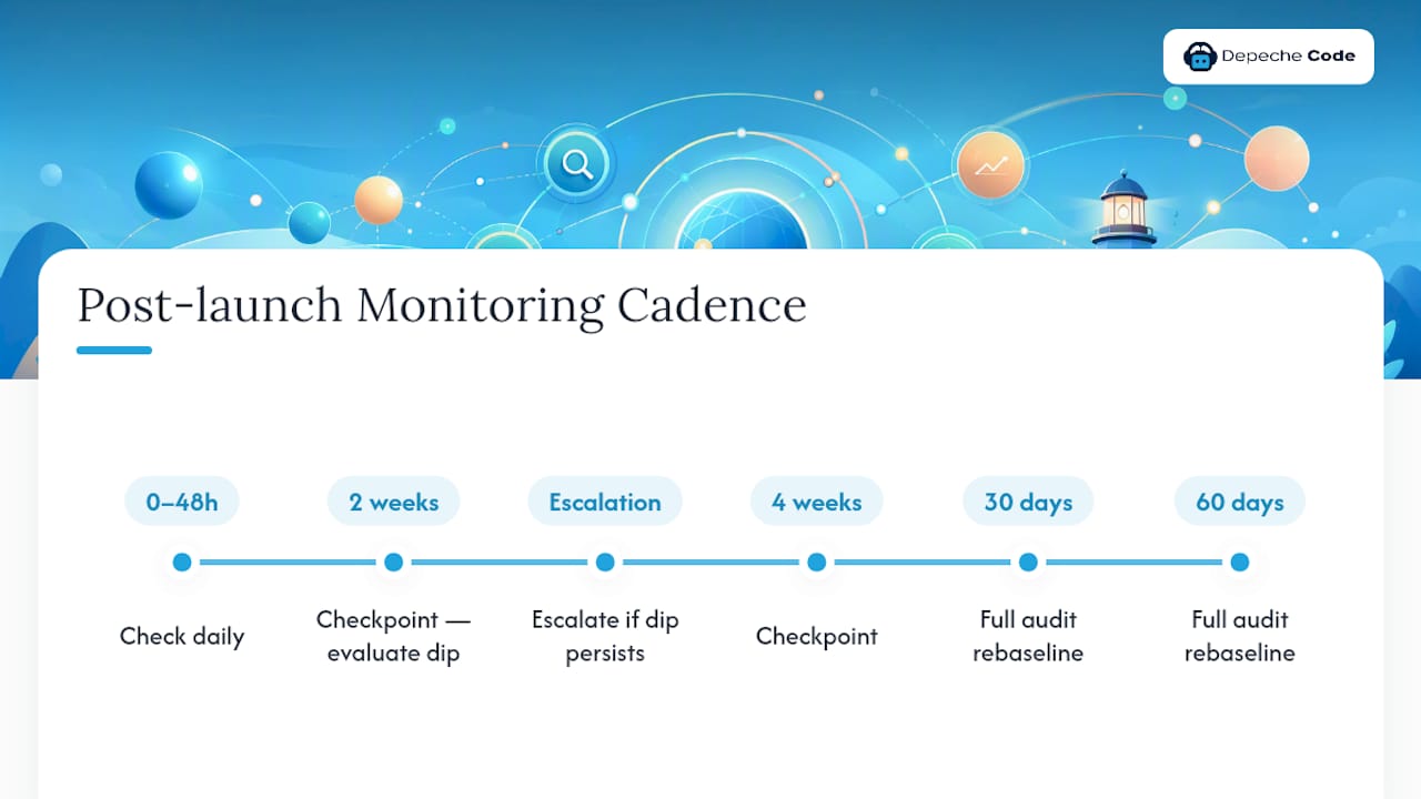 Post-launch SEO monitoring and recovery timeline