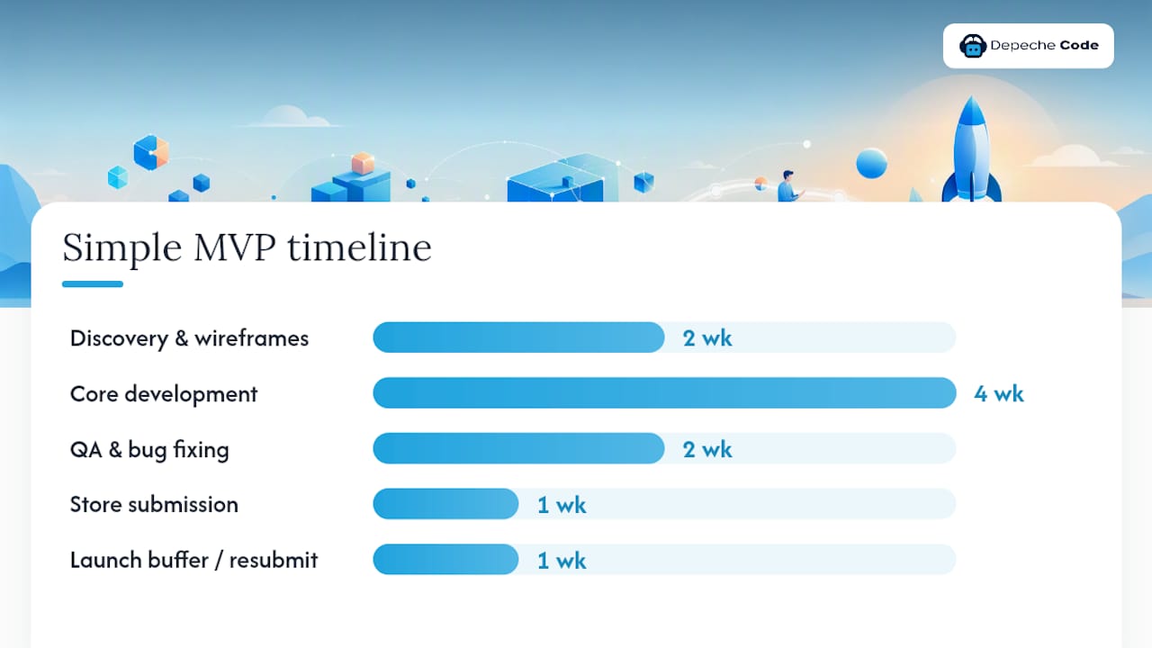 Ten-week app development Gantt schedule