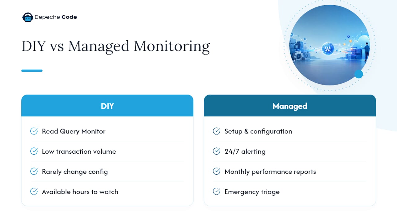 Agency Perspective: When DIY Monitoring Is Enough — overview diagram