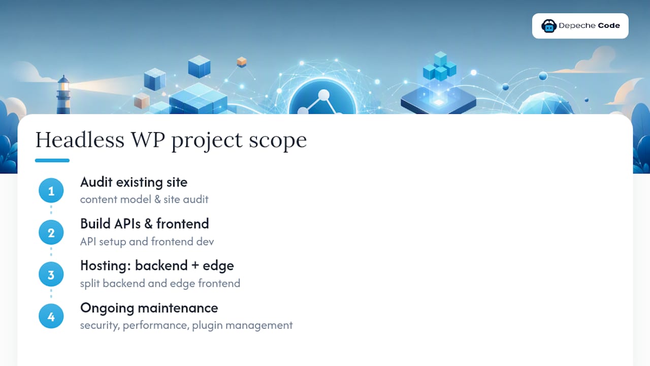 Headless WordPress project lifecycle diagram