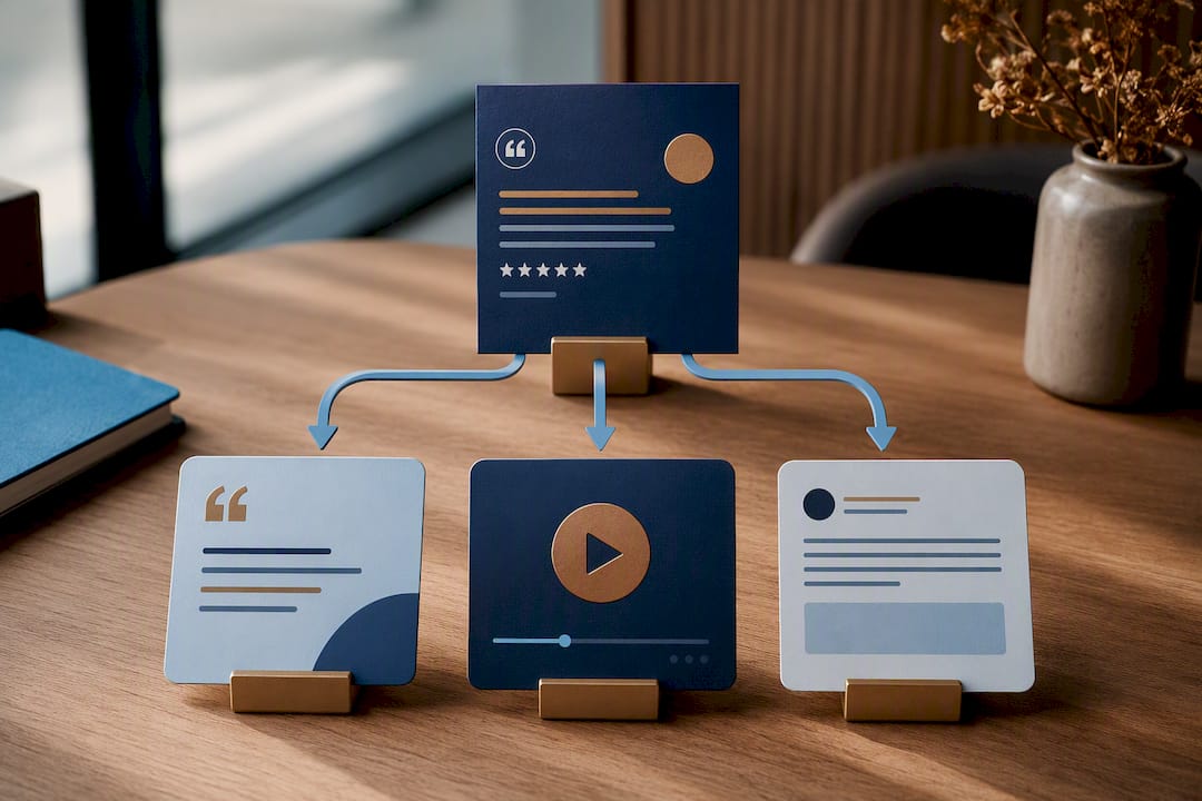 One testimonial becoming three social posts