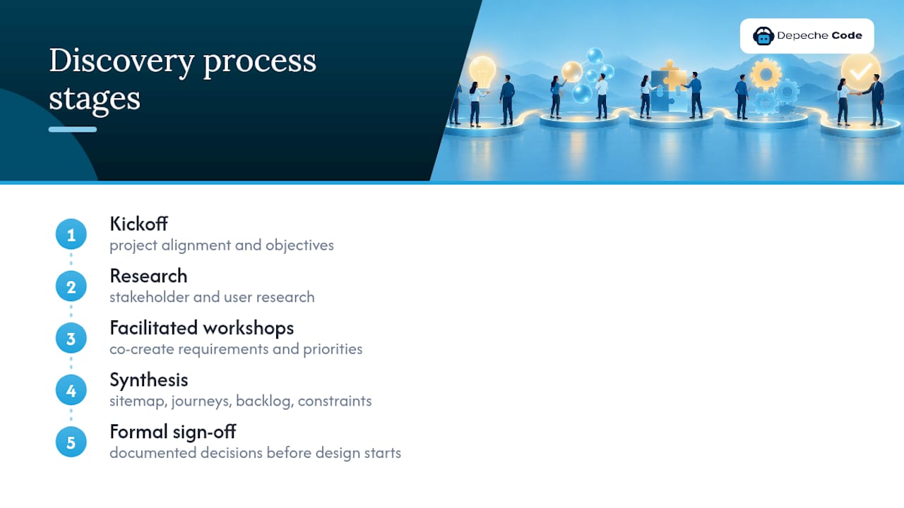 Five stages of website discovery process
