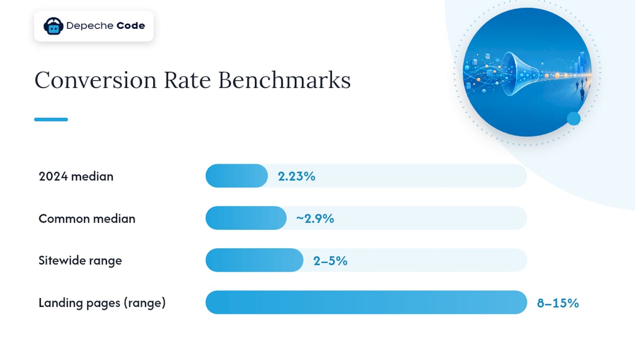 B2B Website Conversion Benchmarks: Median, Range, and How to Read Them — overview diagram