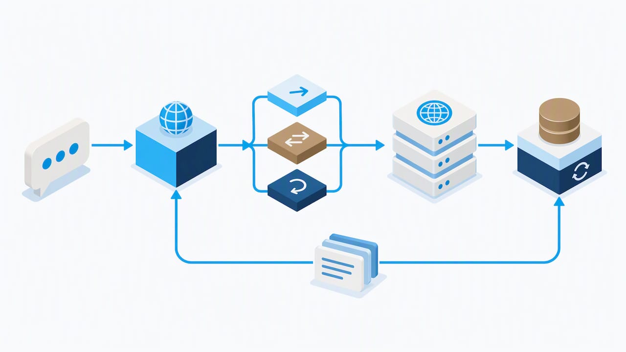Four linked stages of chatbot architecture