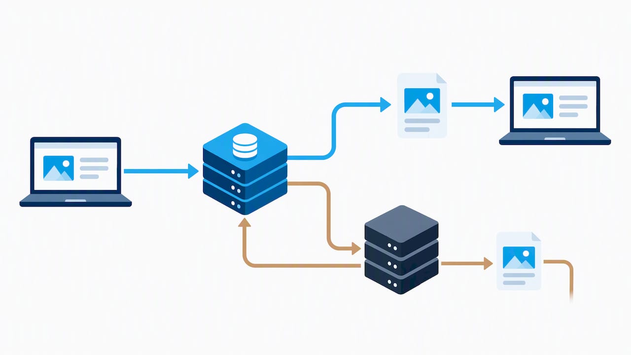 CDN cache hit and miss request paths