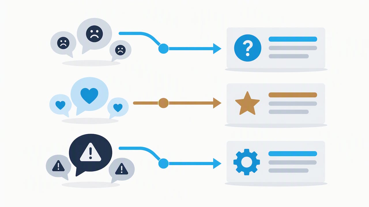 Feedback signals routed to three content actions