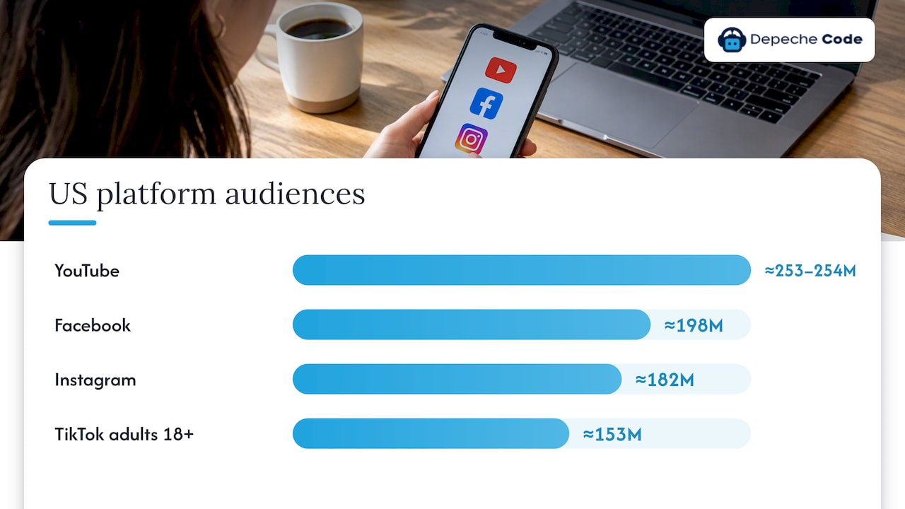 Reported US audiences for four social platforms