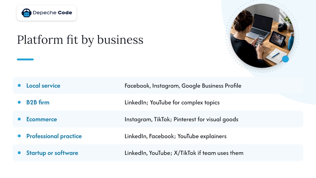 Which platforms fit which business type — overview diagram